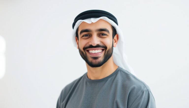 Positive Arabic man smiling